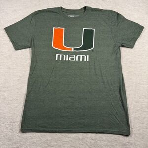 CyanSoft Miami Hurricanes NCAA T-Shirt Mens Large Green Heathered U Logo Tee